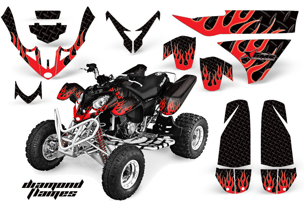 Diamond Flames - Black Background Red Design