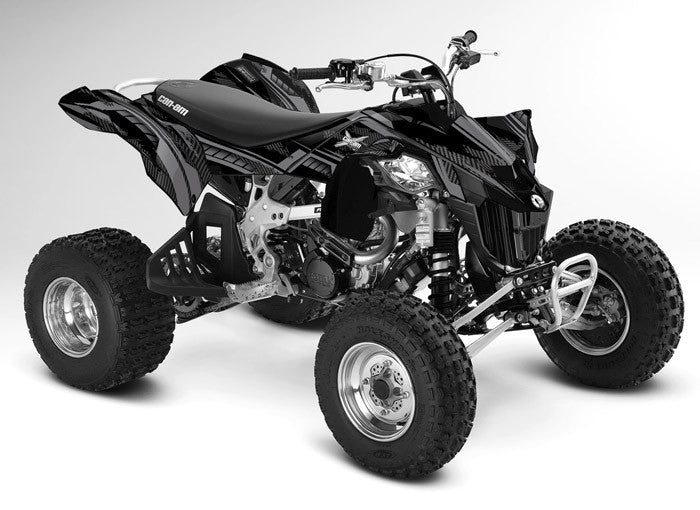 Racer X Black - Black Background, Silver Stripes