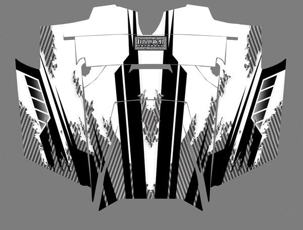 Racer X - White Background Black Design - Hood View