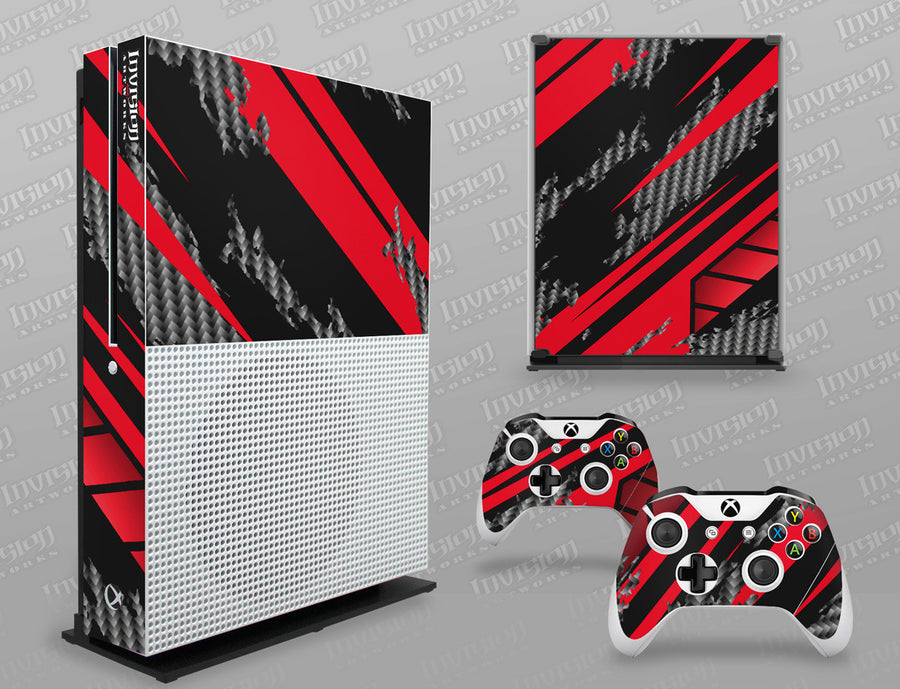 Xbox One S Graphics - Console Skin with 2 Controller Skins - Racer-X
