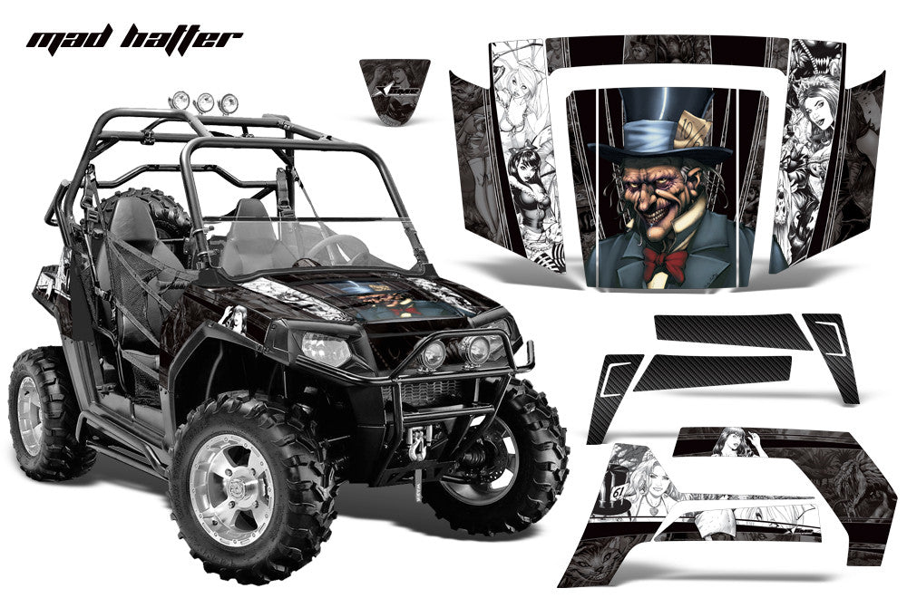 Mad Hatter Black Background White Design