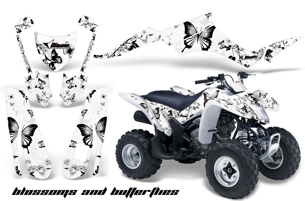 Skulls & Butterflies - White Background Black Design