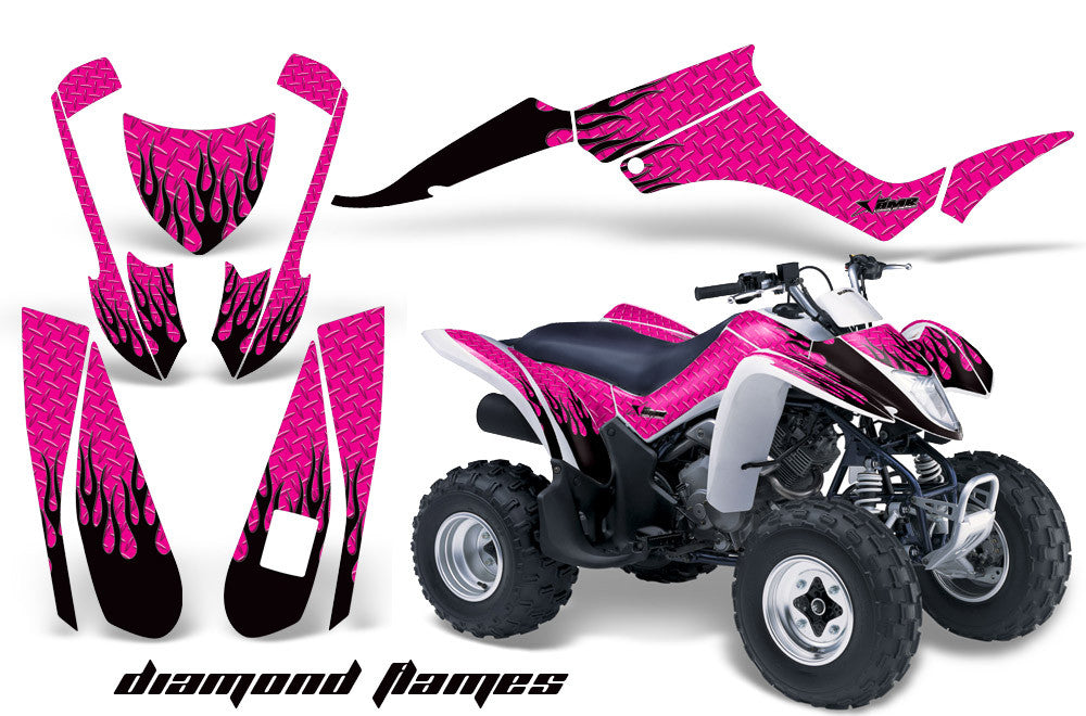 Diamond Flames - Pink Background Black Design