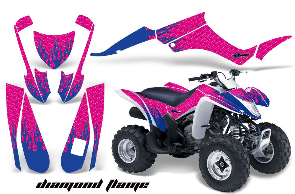 Diamond Flames - Pink Background Blue Design