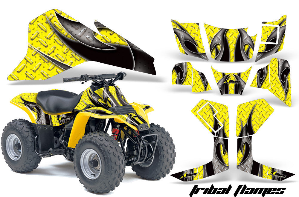 Tribal Flames - Yellow Background Black Design