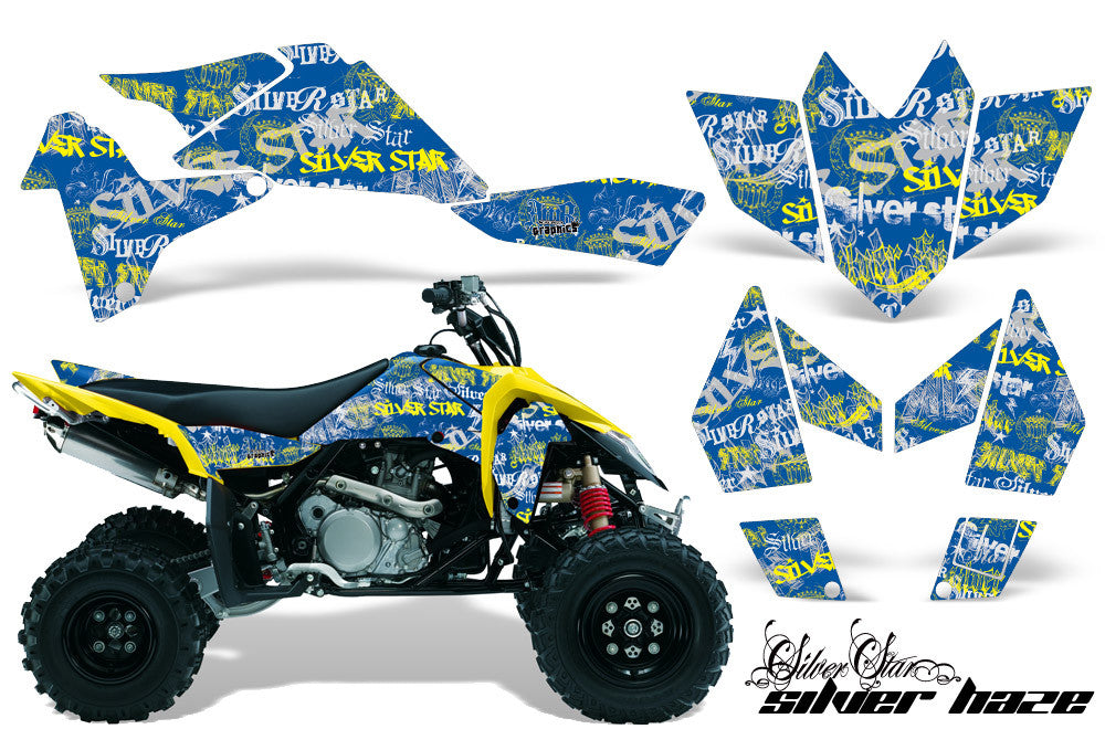 Silver Haze in Blue Background Yellow Design