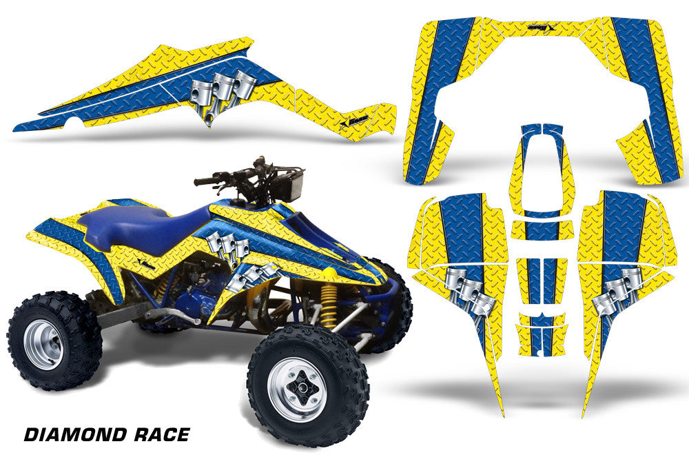 Diamond Race - Yellow Background Blue Design