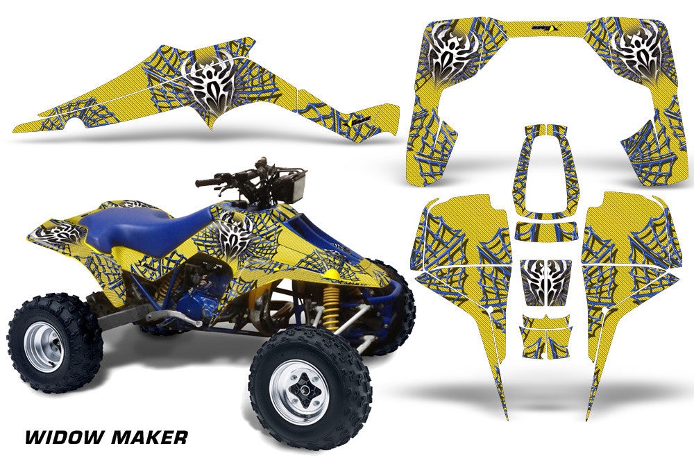 Widow Maker - Yellow Background Blue Design