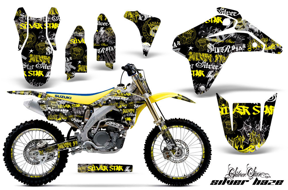 Silver Haze - Black Background Yellow Design