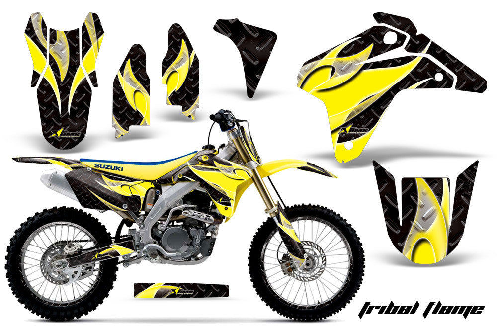 Tribal Flames - Black Background Yellow Design