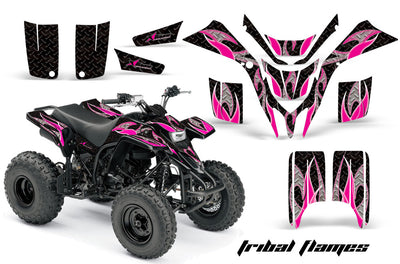 Tribal Flames - Black Background Pink Design
