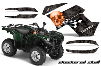 Checkered Skull - Black BAckground Orange Design