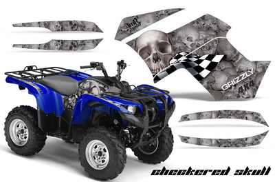 Checkered Skull - Silver Background Silver Design