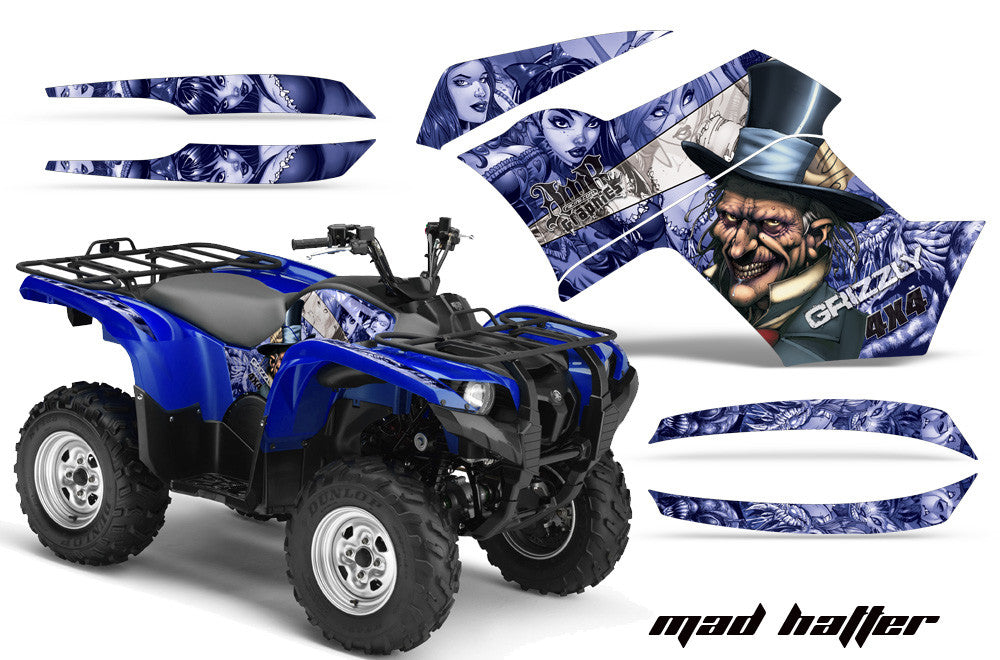 Mad Hatter - Blue Background Silver Design