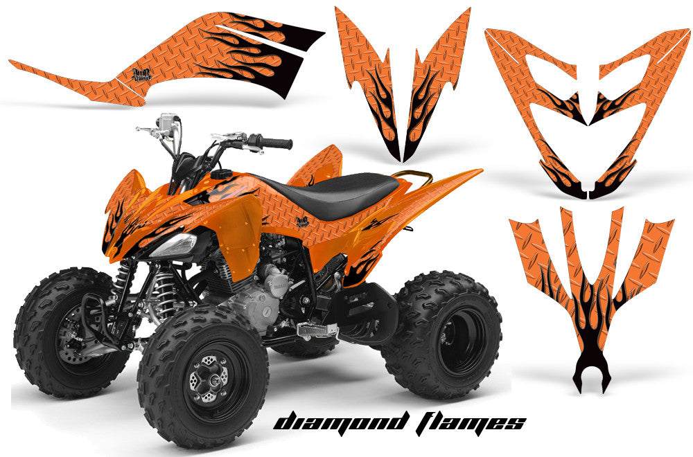 Diamond Flames - Orange Background Black Design
