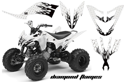Diamond Flames - White Background Black Design