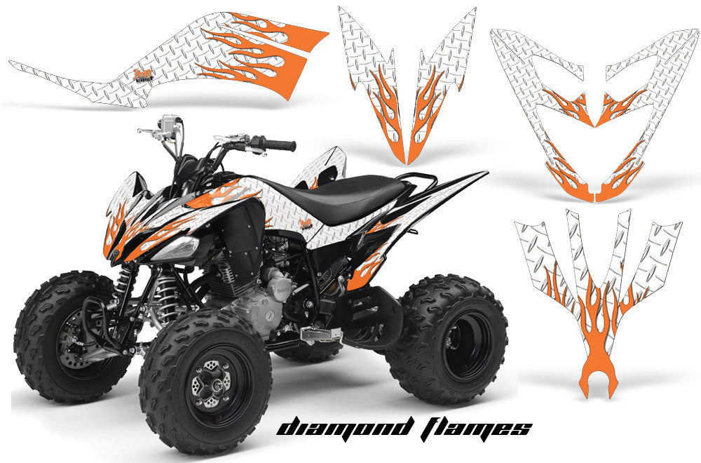 Diamond Flames - White Background Orange Design