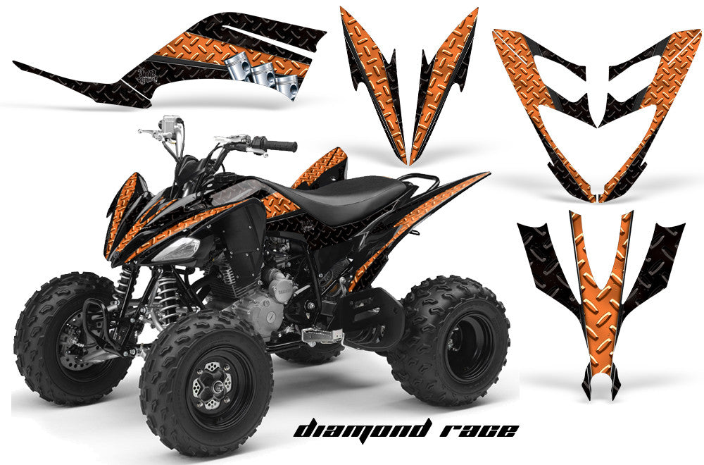 Diamond Race - Black Background Orange Design