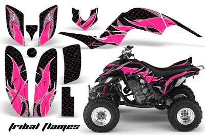 Tribal Flames - Black Background Pink Design
