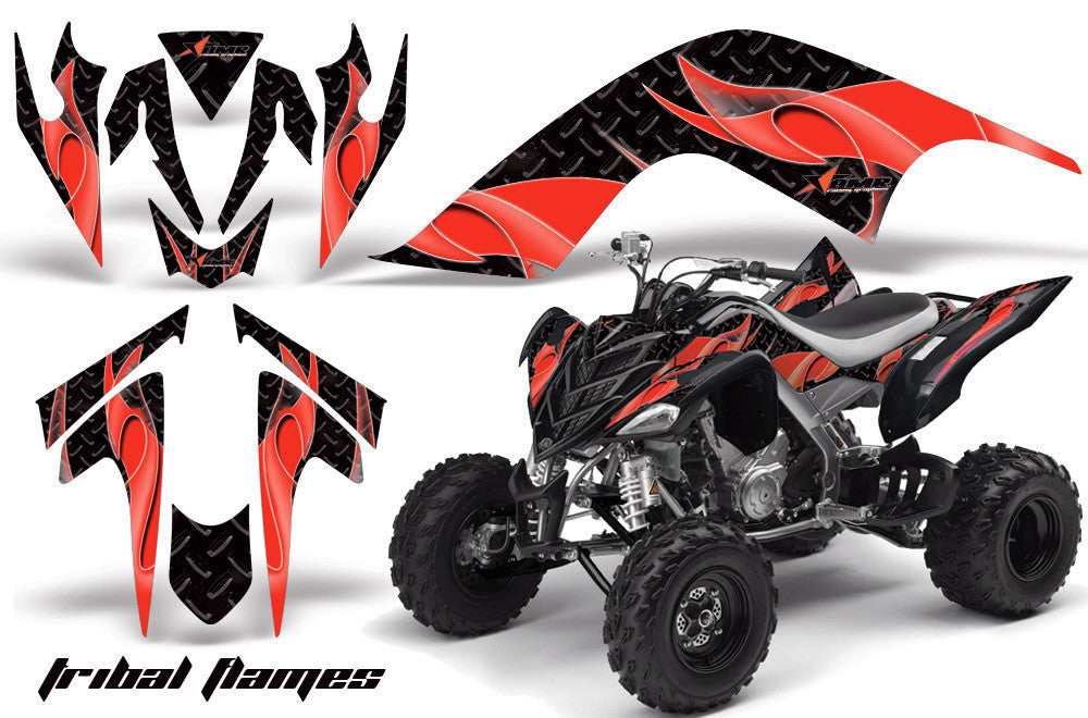 Tribal Flame - Black Background Red Design