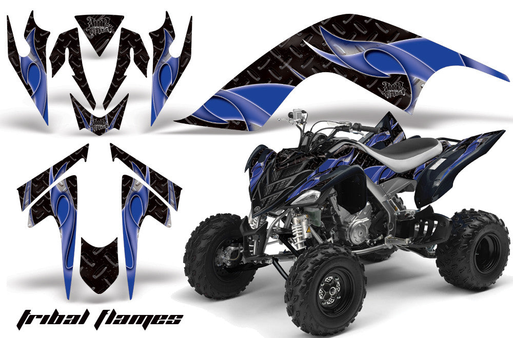 Tribal Flame - Black Background Blue Design