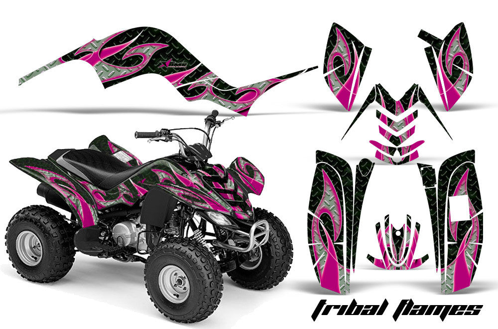 Tribal Flames - Black Background Pink Design