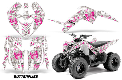 Skulls & Butterflies - White Background Pink Design