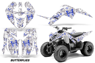 Skulls & Butterflies - White Background Blue Design