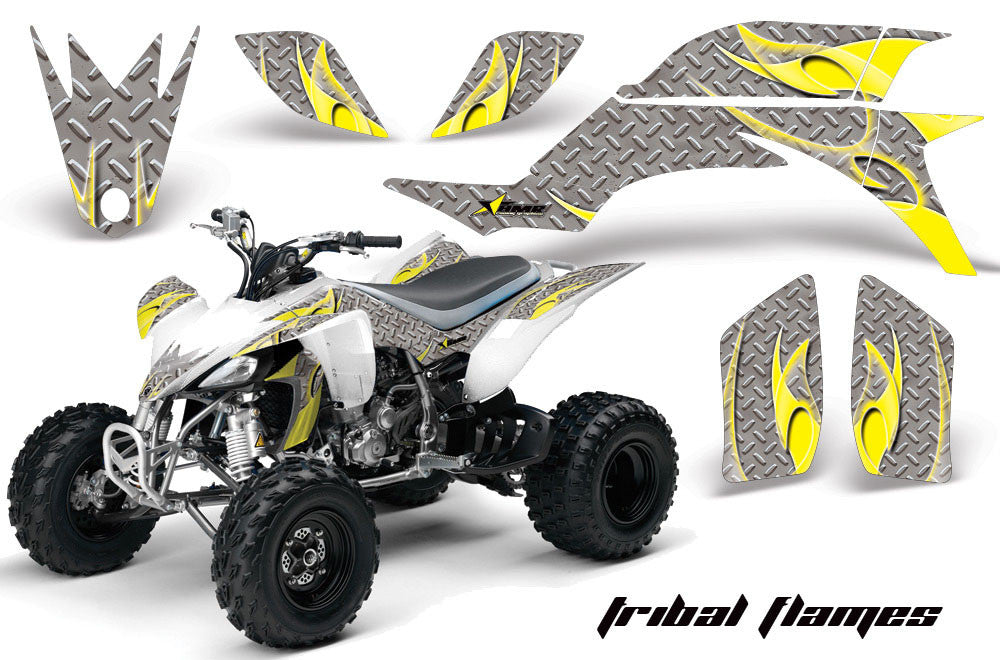 Tribal Flames - Silver Background Yellow Design