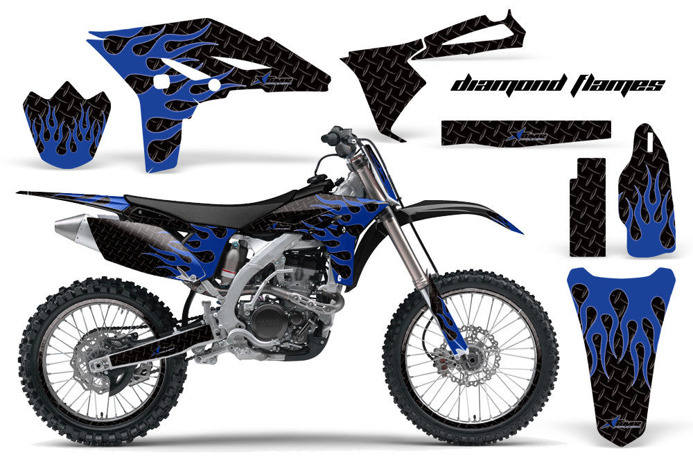 Diamond Flames - Black Background Blue Design