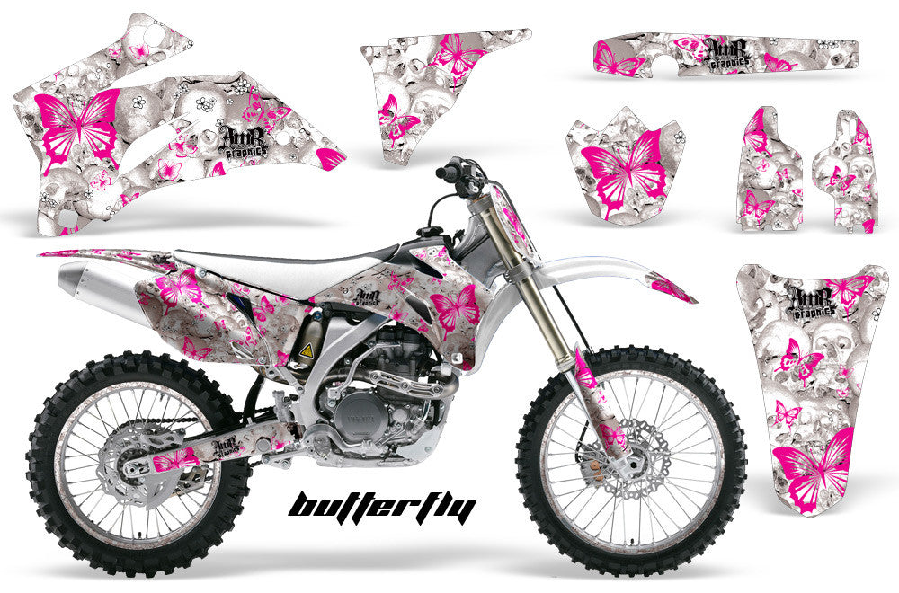 Skulls & Butterflies - White Background Pink Design