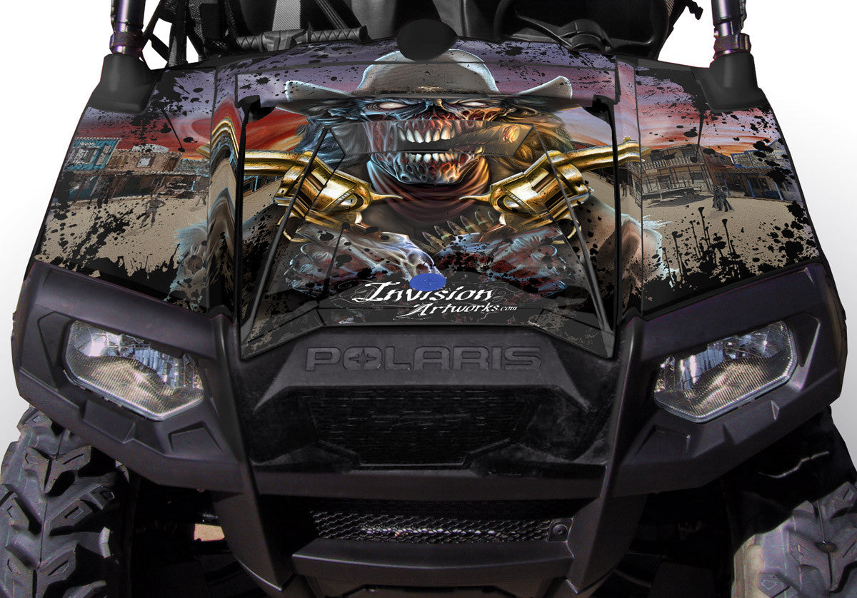 Zombie Outlaw Splatter - Black Background - Hood