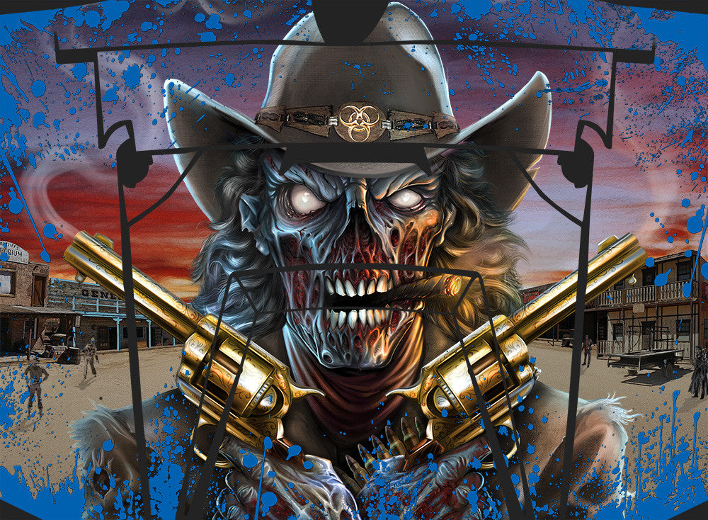 Zombie Outlaw Splatter - VooDoo Blue Background
