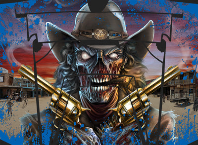 Zombie Outlaw Splatter - VooDoo Blue Background