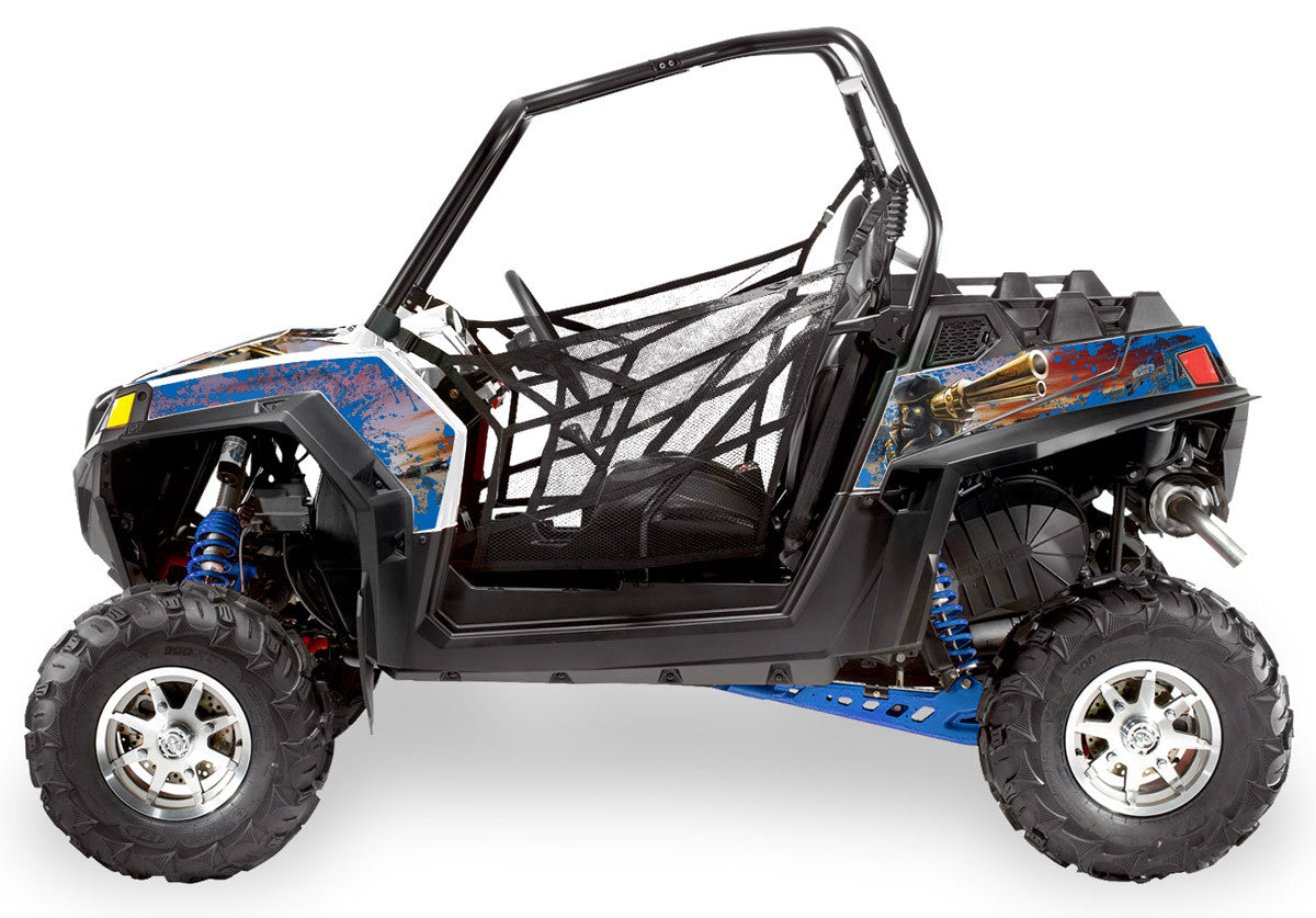 Zombie Outlaw Splatter - VooDoo Blue Background - Side