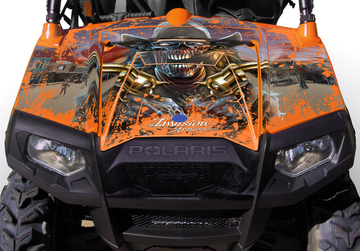 Zombie Outlaw Splatter - Orange Background - Hood